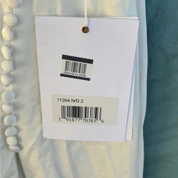 NWT MAC DUGGAL Embellished drop shoulder column gown, Ivory Sz 2 Beaded Sequins - Picture 3 of 12